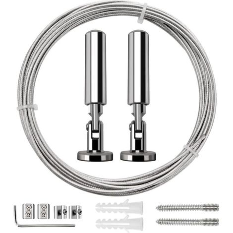 5m Tringle à rideaux Kit, Câble en Acier pour Rideau, pour  Rideau, corde à linge de balcon,Argent (1/4)