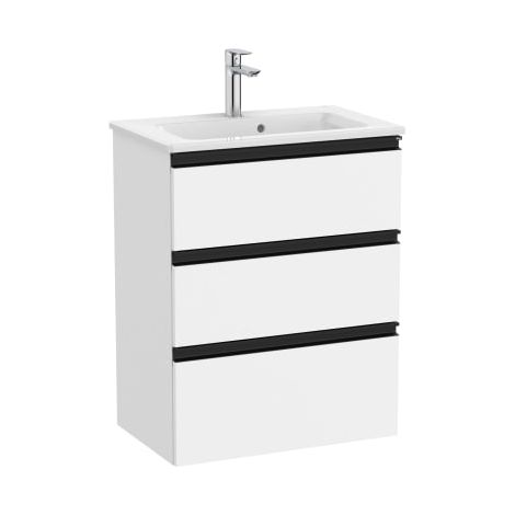 CONJUNTO MUEBLE THE GAP 700X380 3 CAJONES + LAVABO BLANCO BLANCO MATE