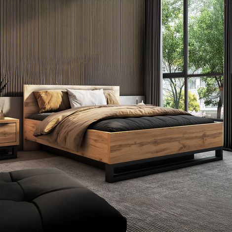 Lit coffre 160x200 sommier inclus Eden Bois et Noir (1/5)