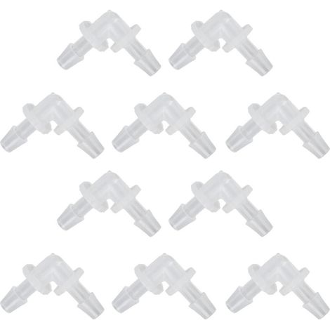 10 pezzi di raccordo a gomito a 90 gradi per tubi in plastica, connettore a L da 4,8 mm, adattatore a diametro uguale (1/4)