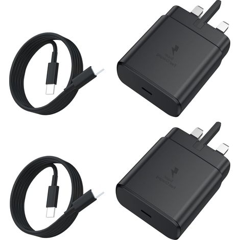 Lot de 2 chargeurs USB-C super rapides de 45 W compatibles avec Samsung Galaxy S25 Ultra/S25+/S25/S24 Ultra/S24+/S24/S23 Ultra/S22/S21/A16/A15/A25/A06/Z Fold 6/Flip 6, avec cordon (1/5)
