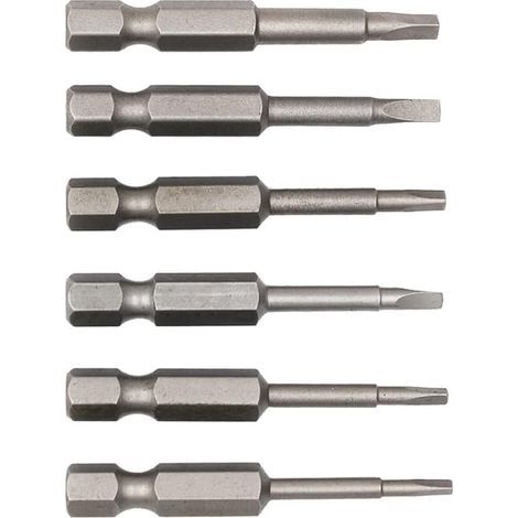 6 embouts de tournevis de 50 mm avec tige hexagonale de 1/4 pouce, tête magnétique triangle, degré d'impact, en acier S2, traités thermiquement, TA1.8, TA2.0, TA2.3, TA2.5, TA2.7, (1/5)