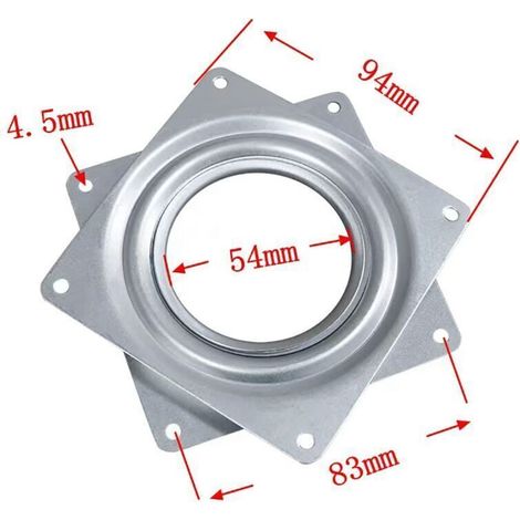 Plateau pivotant à roulement à billes carré de 4 pouces avec rotation à 360 degrés pour présentoirs et armoires de meubles (1/3)