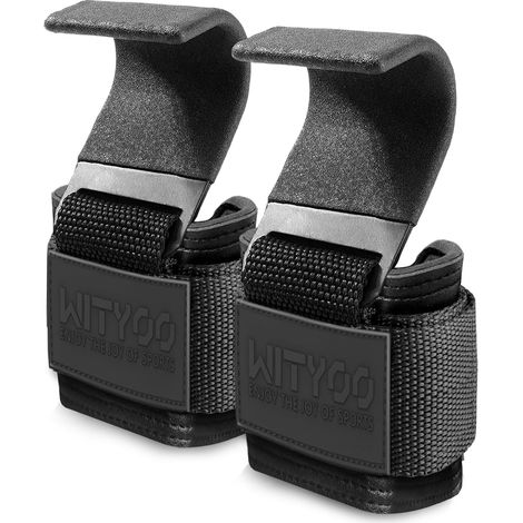 Sangle Musculation Crochet, Sangle de Tirage Musculation, Fitness Crochets D'haltérophilie pour Hommes et Femmes, 8mm Néoprène Rembourré Bandage Poignet, Lifting Straps pour Fitness, Levage, Gym (1/5)