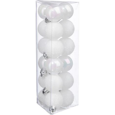 Paris Prix - Lot De 18 Boules De Noël colorama 3cm Blanc