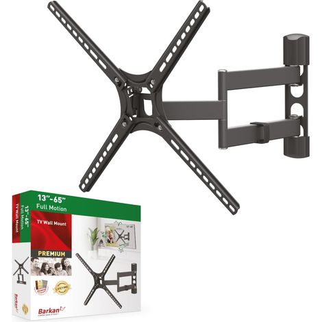 Support TV Mural pour écrans 13-65 Pouces, Inclinable et orientable, Mouvement Complet, Plats (1/5)