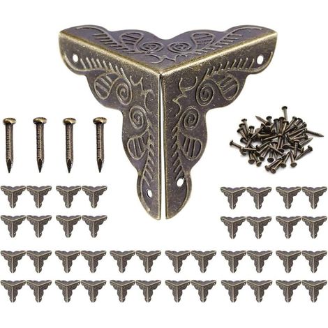 Cerniera per mobili, promozione, 40 pezzi, angolari vintage, angolari per mobili in metallo antico, angoli protettivi per casse e mobili in stile vintage, mobili decorativi effetto bronzo, include 160 (1/5)