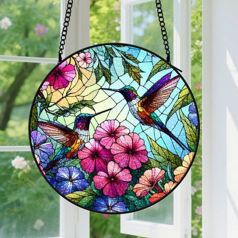 30cm Suspension en Vitrail Artistique, Attrape-Soleil Élégant Coloré pour Fenêtre Maison, Cadeau Fête des Mères, Anniversaire pour Maman (1/5)