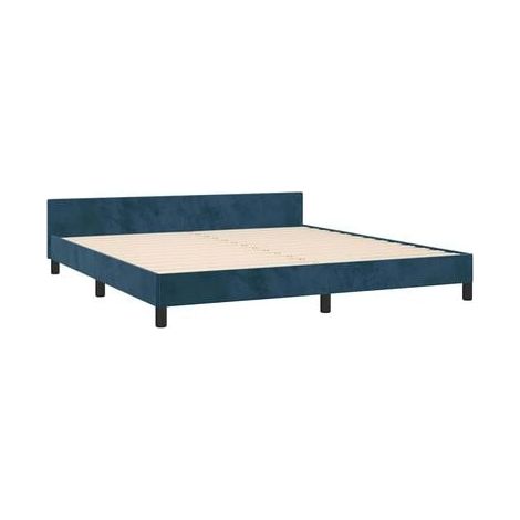 Cadre de lit en velours bleu foncé sans matelas, velours doux et confortable, meuble de chambre, design contemporain, montage facile (1/5)