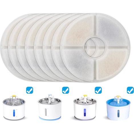 8er-Pack Filterkartuschen für Katzenbrunnen, Dreifach-Filtersystem, Ersatzfilterkartuschen für Katzenbrunnen, 12,6 x 12,6 cm (1/4)