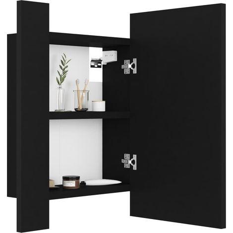 Armoire de salle de bain à miroir à LED Noir 40x12x45 (1/5)