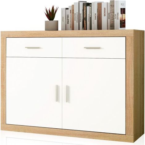 Aparador de 2 puertas y 2 cajones alta capacidad 120 cm Nuka Cambria - Blanco 120cm (ancho) x 90,2cm (alto) (1/5)
