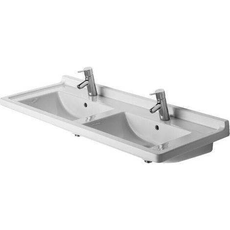 Duravit 0332130000 STARCK 3 lavabo consolle doppio 130 cm monoforo, con troppopieno e bordo per rubinetteria, lato inferiore smaltato, colore bianco | Prezzi e offerte su Tavolla.com