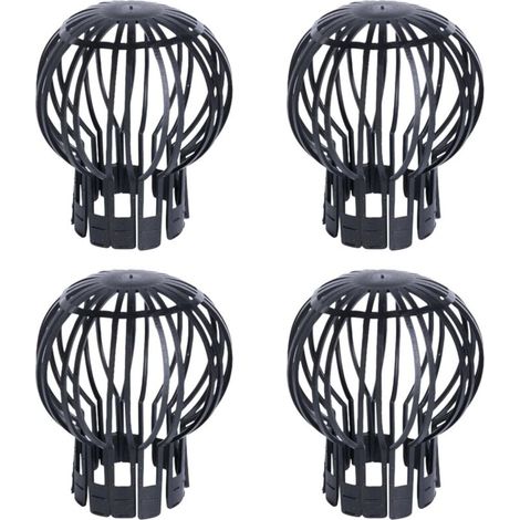 Lot de 4 filtres Anti-Obstruction pour gouttière, Noirs, légers et Robustes, pour Drain de Toit et de Sol, pour balcons toits