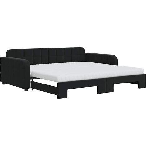 Maison Exclusive - Lit de jour avec lit gigogne et matelas noir 100x200 cm velours