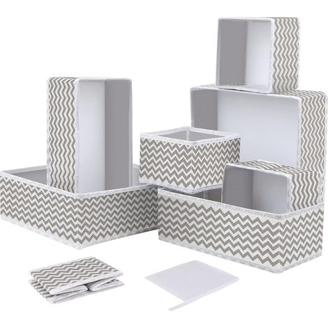 Crediri 8er-Set Aufbewahrungsboxen, faltbare Aufbewahrungsboxen, zusammenklappbare Aufbewahrungswürfel aus Sackleinen, Schubladen-Organizer für Regale, Kleiderschränke, BHs, Socken (1/5)