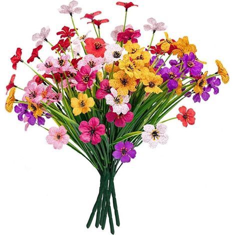 Lot de 6 bouquets de fleurs artificielles pour balcon, résistantes aux UV, aux intempéries, pour la maison, le jardin, le balcon, l'intérieur et l'extérieur (1/5)