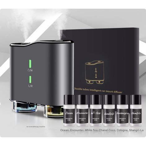 Diffuseur intelligent pour voiture, comprend 6 flacons de parfum, diffuseur de parfum pour véhicule, 3 modes réglables, commutation intelligente (1/5)