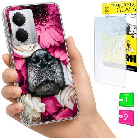 Funda para Realme 14 5G / 14T 5G con foto, cubierta trasera con diseño de perro y cristal 9H. (1/5)