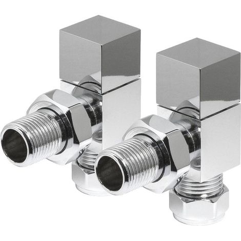 Heatwave Square Chrome Angled Radiator Valves Pair (1/2)