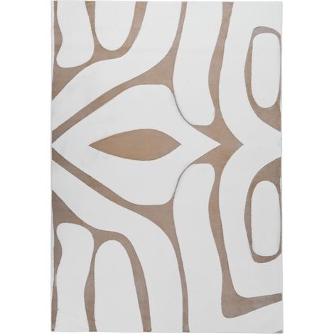Area Rug Beige and White Jacquard 160 x 230 cm High Pile Rectangular Shape Living Room Polyester Backing Modern HARTZ (1/5)