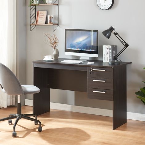 Scrivania Ragunda con 3 Cassetti 120 x 59 x 75 cm - Effetto Legno Scuro [en.casa]