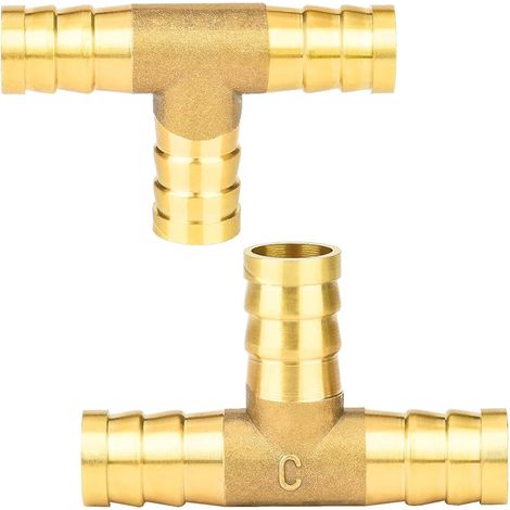 Lot de 2 raccords de tuyau en T en laiton pour tuyau à air comprimé (10 mm) (1/5)