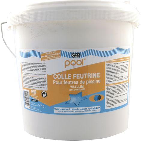 GEB – Colle feutrine piscine 5 kg – Adhérence forte sur béton, bois et polystyrène – Application verticale – Traitement antifongique