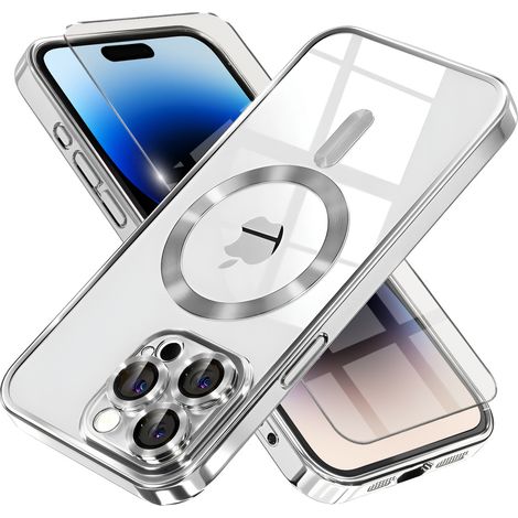 Custodia per iPhone 14 Pro, Electro MagSafe, argento + pellicola protettiva per lo schermo (1/5)