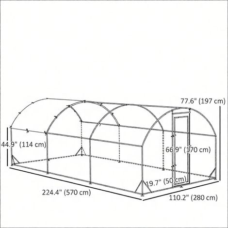 Grand poulailler en métal galvanisé, 2,80 m x 5,70 m x 1,98 m, avec accès direct, pour poules et lapins, avec couvercle, couleur argent. (1/5)