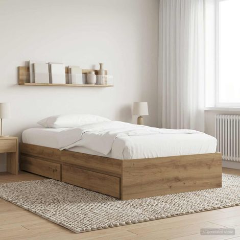 Cadre de lit avec rangement 80 x 200 cm en bois d’ingénierie, chêne artisanal - PANGIVO (1/5)
