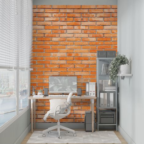 Papier peint brique orange - 150 x 250 cm (1/2)