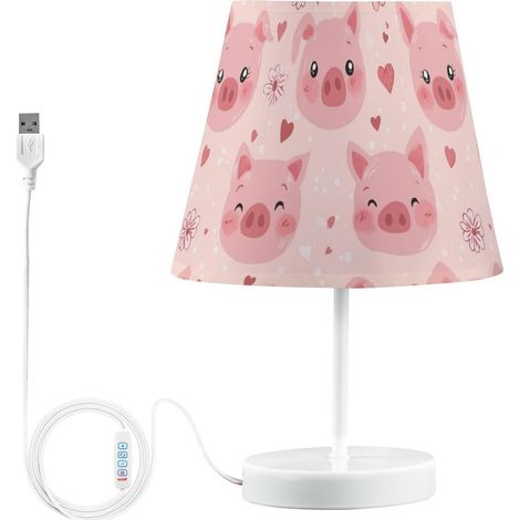 Kcldeci Jolie lampe de chevet en forme tête cochon rose pour (1/5)