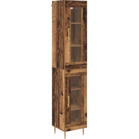 vidaXL Highboard 2 pcs Old Wood Glass