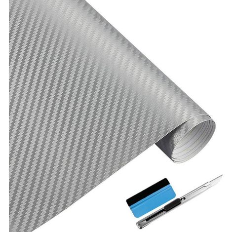3D Carbonfolie Silber 45x152cm mit Luftkanal-Technologie & Werkzeug (1/5)