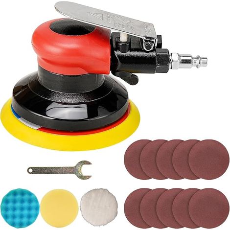 Air Orbital Sander Mini Air Dual Action Air Polisher 10000RPM Red 125mm (1/5)