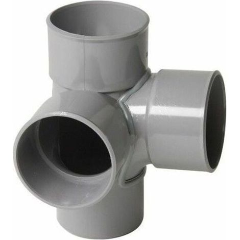 Raccordo a T ad angolo retto in PVC grigio, 40 mm. Raccordo a T grigio pieno. (1/4)