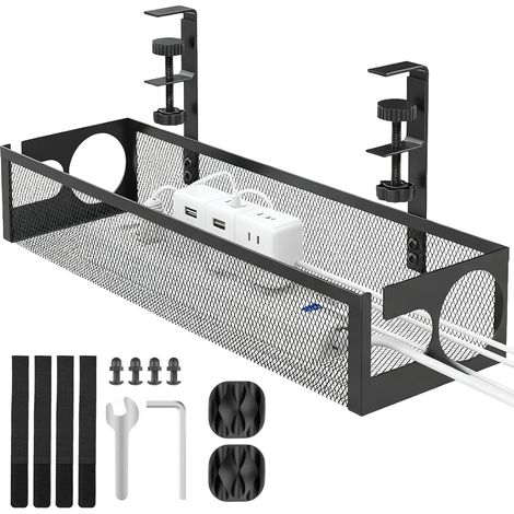 Gestion Des Câbles Sous Le Bureau Sans Perçage Compartiment De Gestion Des Câbles Rangement De Câbles Avec Pince Passe-Câbles Pour Bureau Espace De Rangement Sous Le Bureau Noir (1/5)
