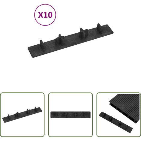 vidaXL Capuchon de terrasse - Embouts de terrasse 10 pcs Noir Plastique (1/5)