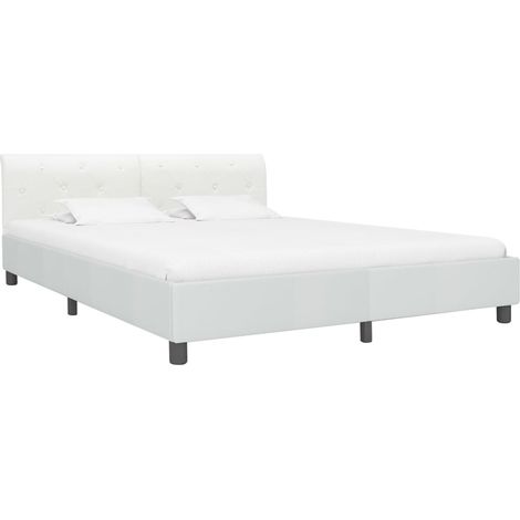 Maison Exclusive - Cadre de lit Blanc Similicuir 180 x 200 cm (1/5)