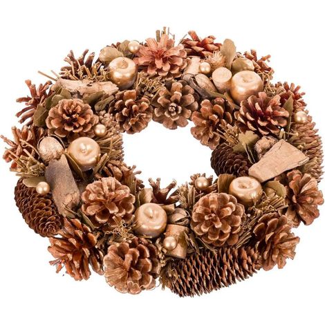 Couronne de l'Avent décoration Noël pommes dorées 36x9x36cm (1/3)