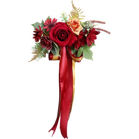 Elegante künstliche Rosenblumen für die Kirchenbank bei Hochzeiten, Stuhldekorationen in Weinrot für besondere Anlässe (1/2)
