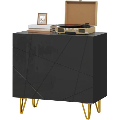 Modern Lue High Gloss Sideboard-  Hairpin Legs -- Black (1/5)