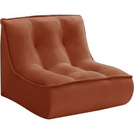 Fauteuil pour canapé modulable velours côtelé 90 x 80 cm terracotta - Lizy