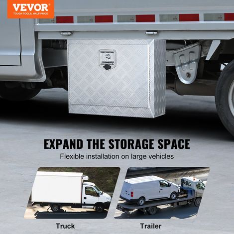 Boîte à Outils pour Camion 61×33,5×40,5 cm Coffre Sous-châssis Fixation Inférieure Caisse de Stockage en Alliage d'Aluminium Solide avec Serrure et Clés pour Remorque Pick-up Véhicules Transport (1/5)