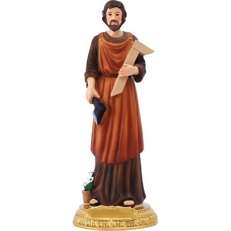Statue de Saint Jos-eph en Résine, 21cm St Joseph Statue, Figurine Saint Jos-eph le Travailleur, Sculpture Religieuse Collectible Saint Jos-eph Figurine Chrétienne pour Décoration Maison Bureau Cadeau (1/5)
