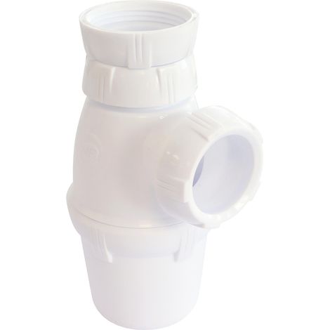 Siphon de lavabo réglable en plastique blanc, hauteur ajustable de 132 à 188 mm, arrivée et sortie 33/42, compatible avec tube de 32, joint américain inclus (1/5)