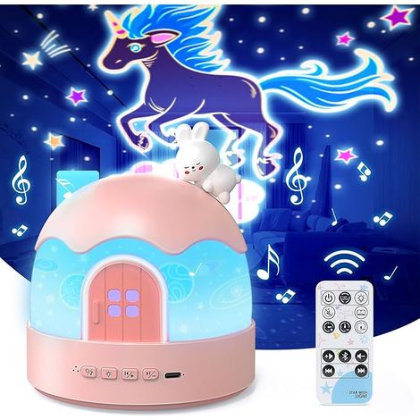 Lampe Enfant Fille Cadeau 84 Modes Lumineux 14 Films Machine à Sons Bébé, Veilleuse Chambre 3-en-1 Télécommande Volume Réglable Rechargeable Licorne Kawaii Idée Cadeau Ado Fille Tendance (1/5)