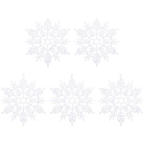 Set mit 5 dekorativen Kunststoff-Schneeflocken für Weihnachten, 30 cm. Ideal zum Basteln von Weihnachtsbaumschmuck. – 30 cm – Weiß (1/3)