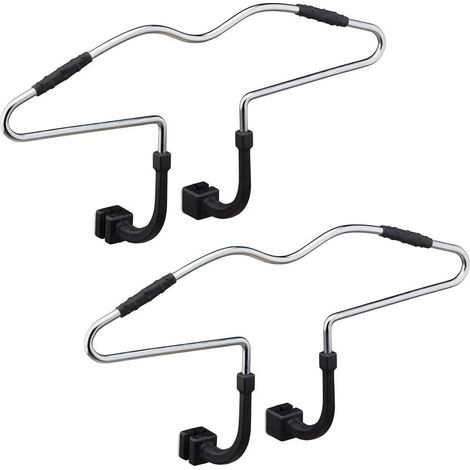 Lot de 2 Cintres, métal, antidérapant, appuie-tête, voyage voiture, acier, caoutchouc, argenté noir (1/5)